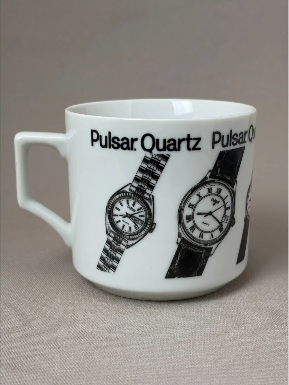 Vintage Pulsar Quartz Watch Coffee Mug Digital Calculator Wristwatch Promo Cup